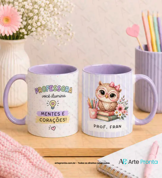 Arte para caneca - Dia dos Professores Coruja 010