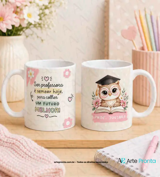 Arte para caneca - Dia dos Professores Coruja 02