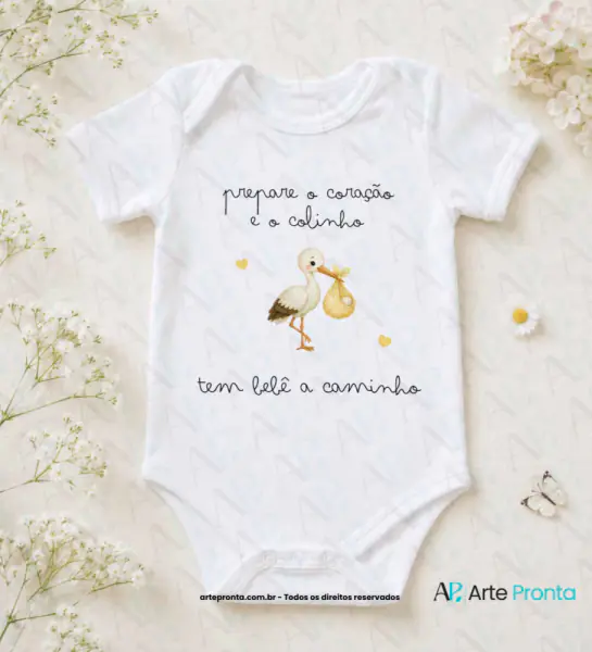 Arte para Body - Cegonha Bebê a caminho