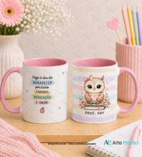 Arte para caneca - Dia dos Professores Coruja 011