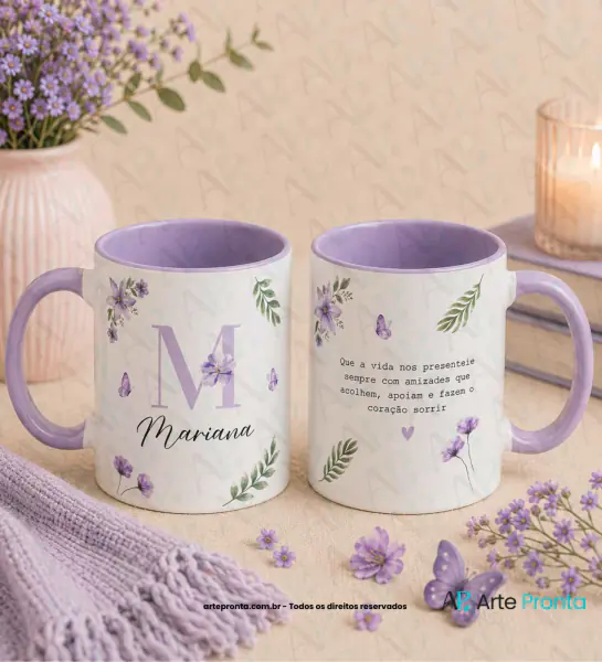 Arte para caneca - Alfabeto Frase amizade 04