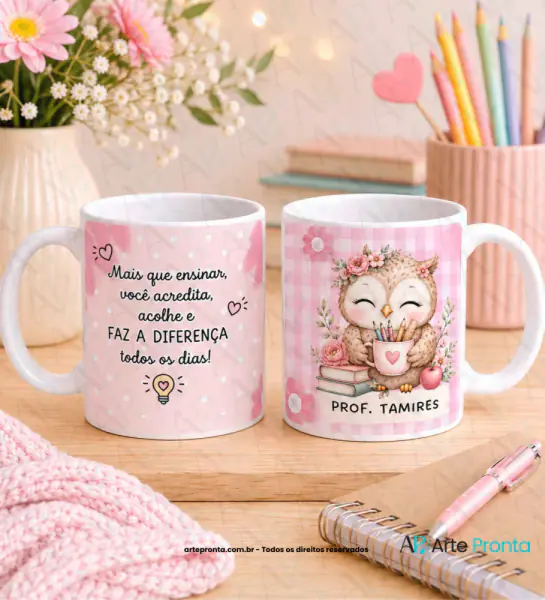 Arte para caneca - Dia dos Professores Coruja 05