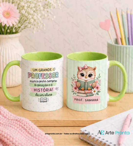 Arte para caneca - Dia dos Professores Coruja 08