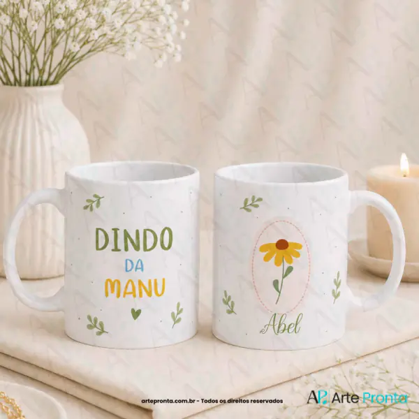 Arte para caneca - Dindos Floral
