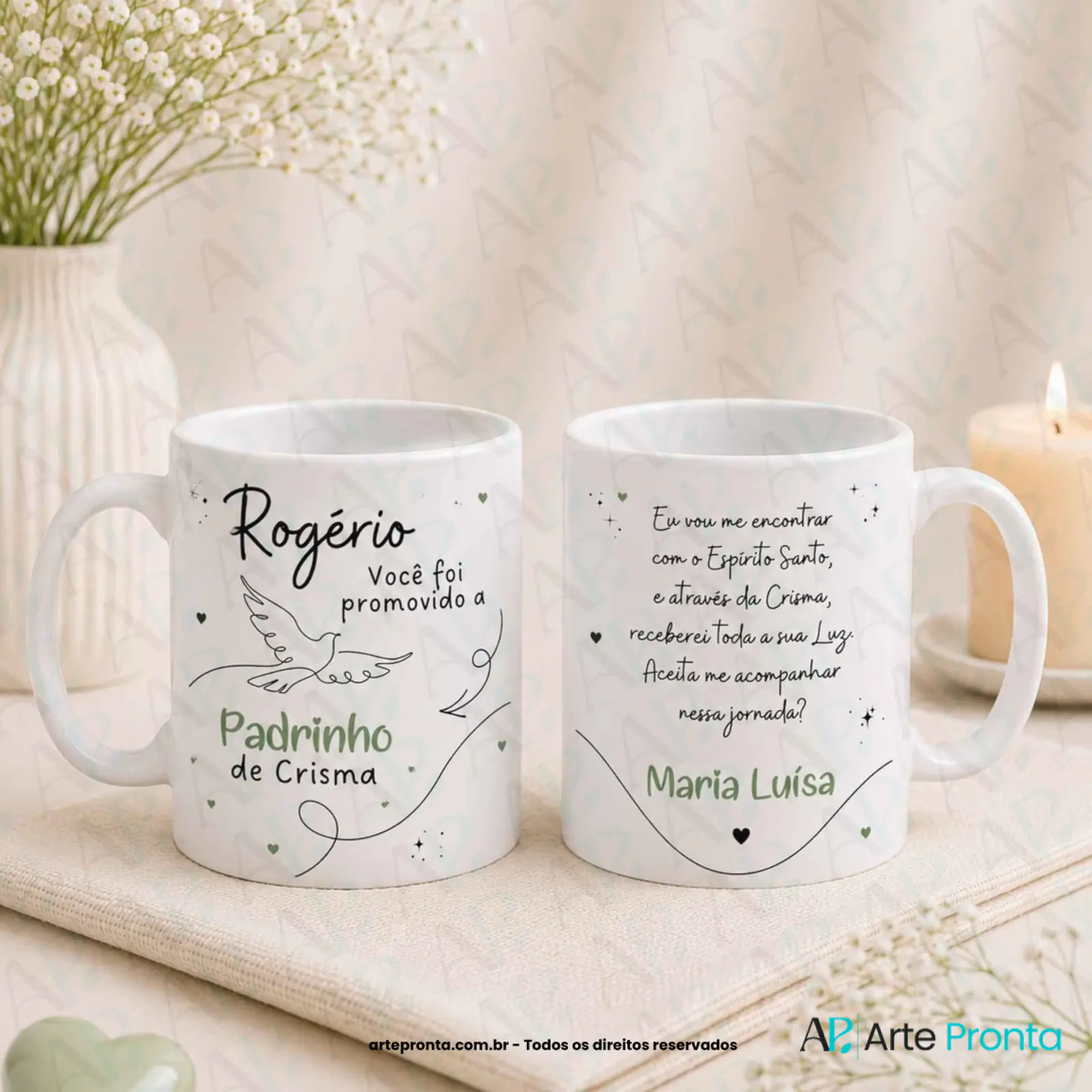 Arte para caneca - Padrinhos de Crisma