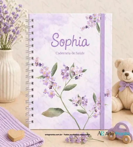 Capa de Caderneta de Saúde Floral Lavanda 01