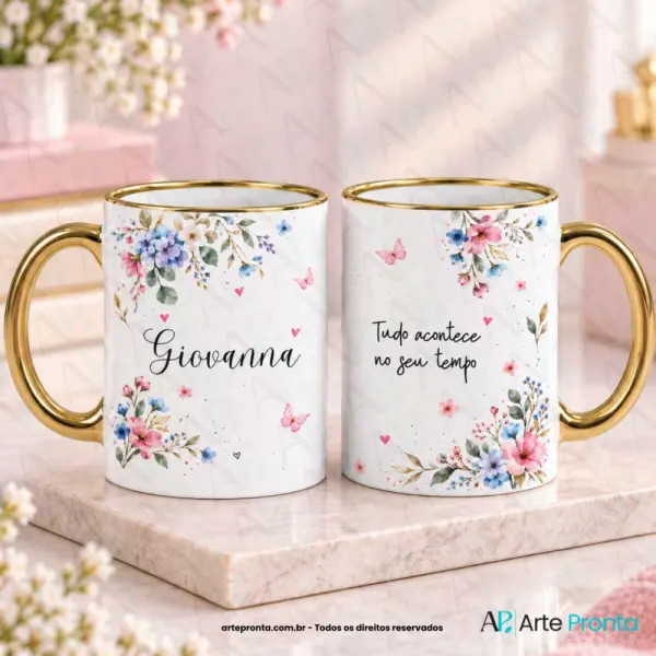 Arte para caneca - Floral delicado