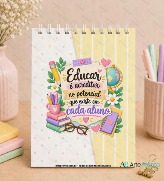 Capa + miolo para Bloco de Anotações Professora 06