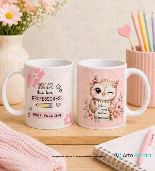 Arte para caneca - Dia dos Professores Coruja 03