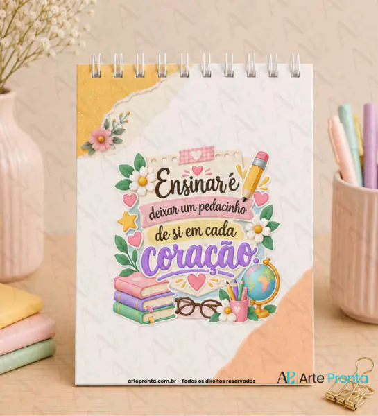 Capa + miolo para Bloco de Anotações Professora 04