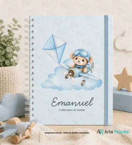Capa de Caderneta de Saúde Ursinho Aviador