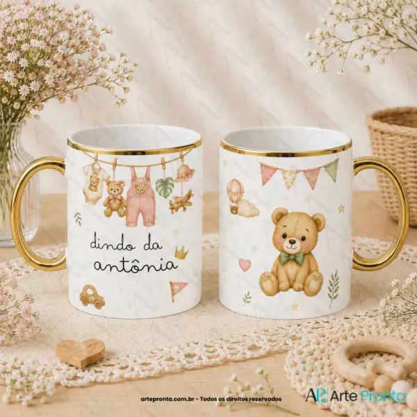 Arte para caneca - Dindos - Ursinho marrom