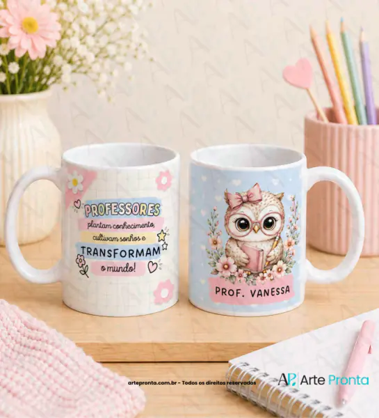 Arte para caneca - Dia dos Professores Coruja 04