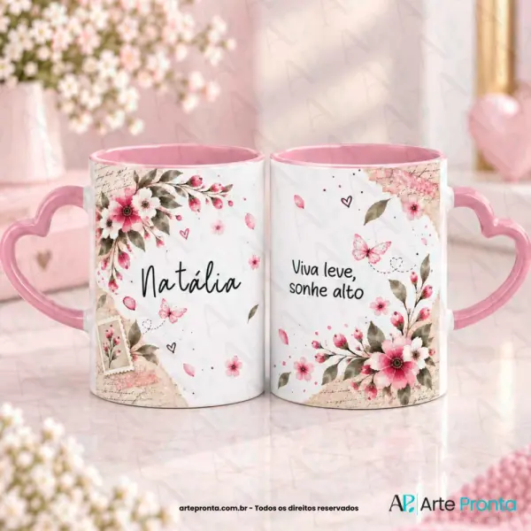 Arte para caneca - Floral delicado 01