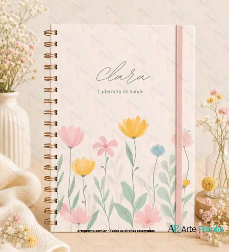 Capa de Caderneta de Saúde Floral Minimalista