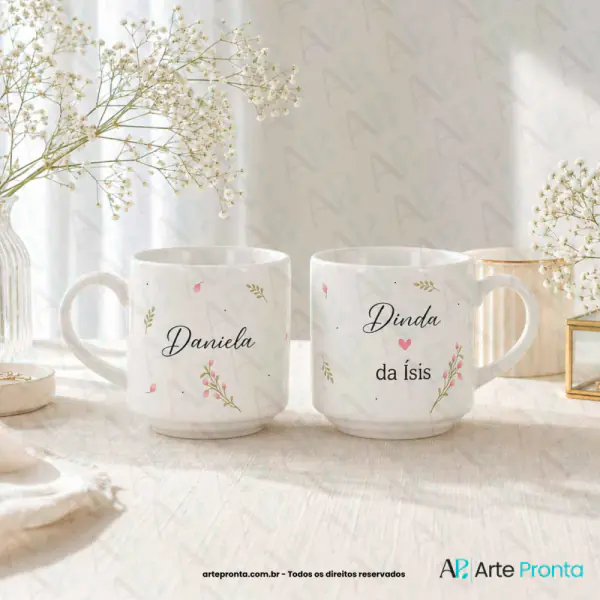 Arte para xícara - Dindos minimalista