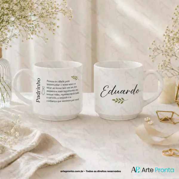 Arte para xícara - Padrinhos Casamento