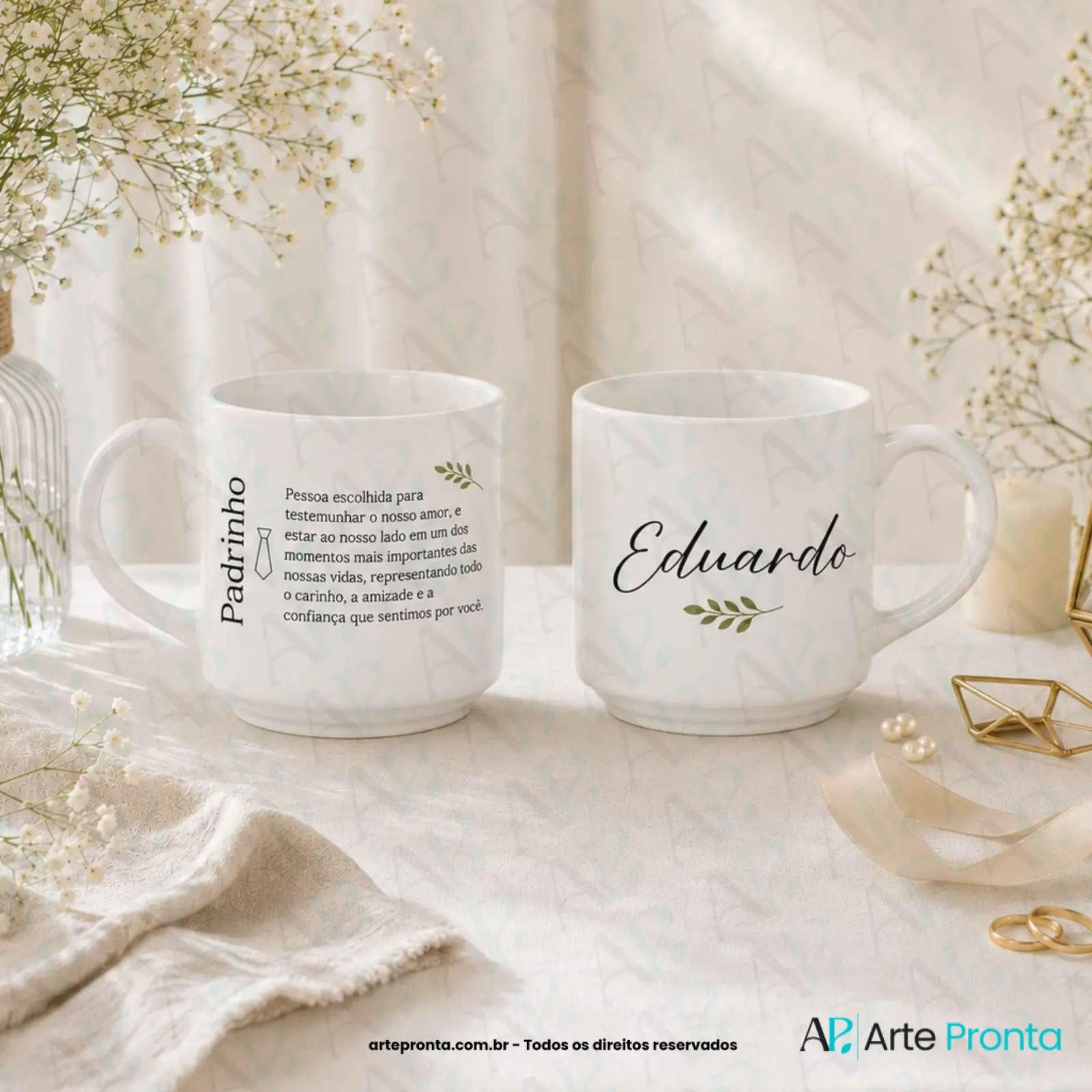 Arte para xícara - Padrinhos Casamento