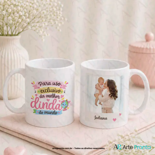 Arte para caneca - Melhor Dinda(o) do Mundo