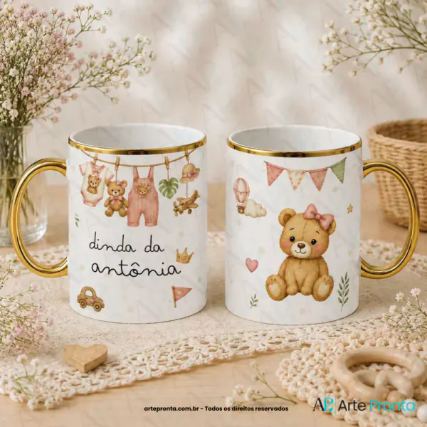 Arte para caneca - Dindos - Ursinho marrom