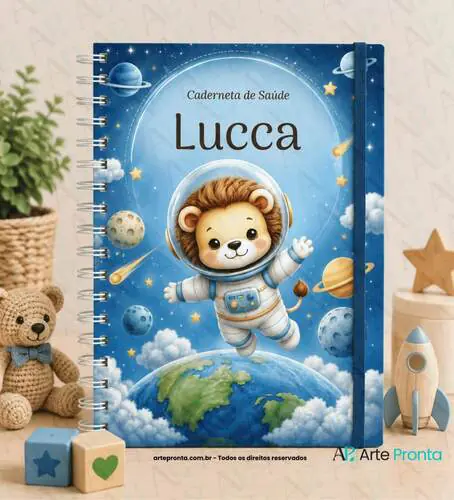 Capa de Caderneta de Saúde Leãozinho Astronauta