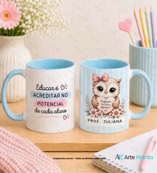 Arte para caneca - Dia dos Professores Coruja 09