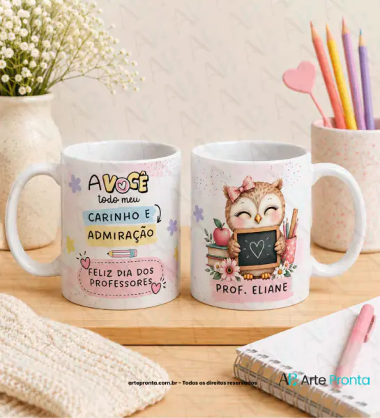 Arte para caneca - Dia dos Professores Coruja 01