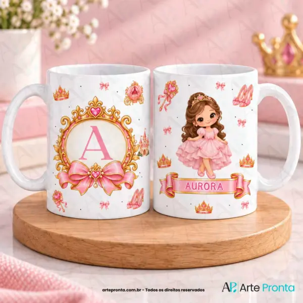 Arte para caneca - Princesa Moldura