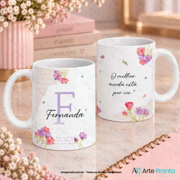 Arte para caneca - Floral delicada
