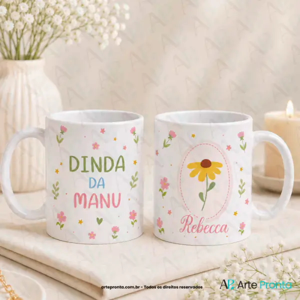 Arte para caneca - Dindos Floral