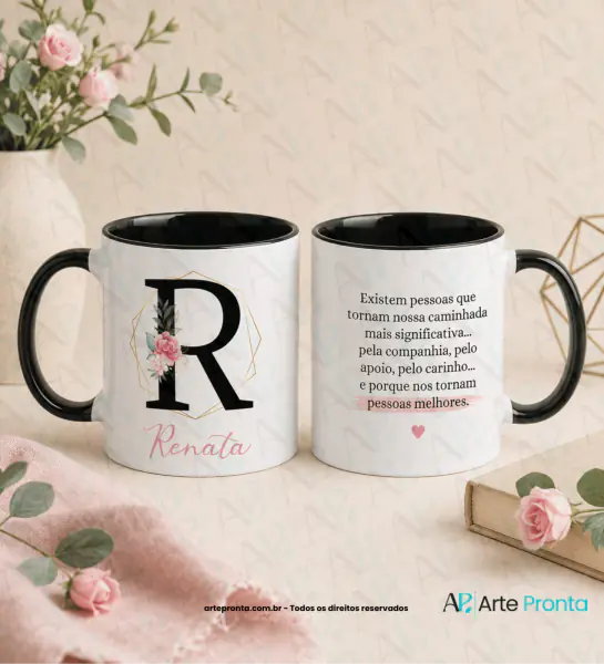 Arte para caneca - Alfabeto Frase amizade 01