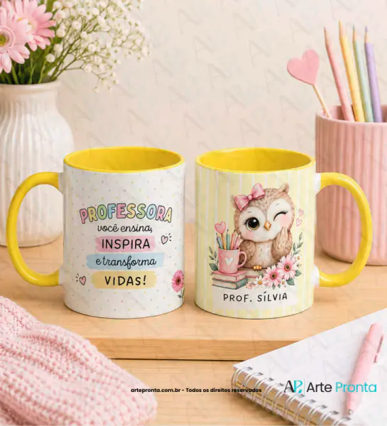 Arte para caneca - Dia dos Professores Coruja 06