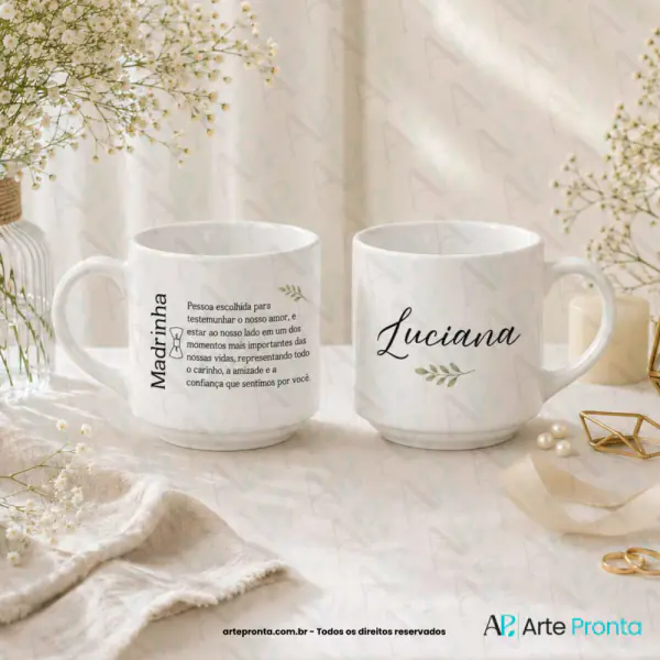 Arte para xícara - Padrinhos Casamento
