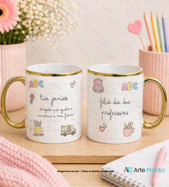 Arte para caneca - Dia dos Professores Infantil