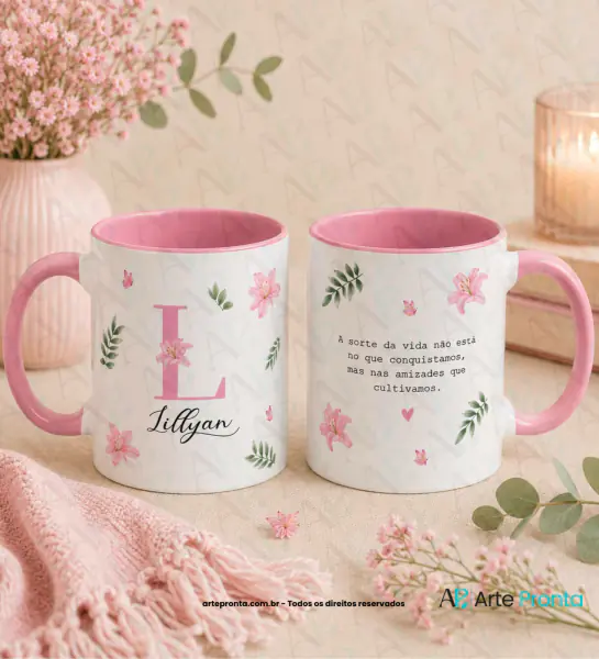 Pack 04 Artes para caneca - Alfabeto Frases amizade 01