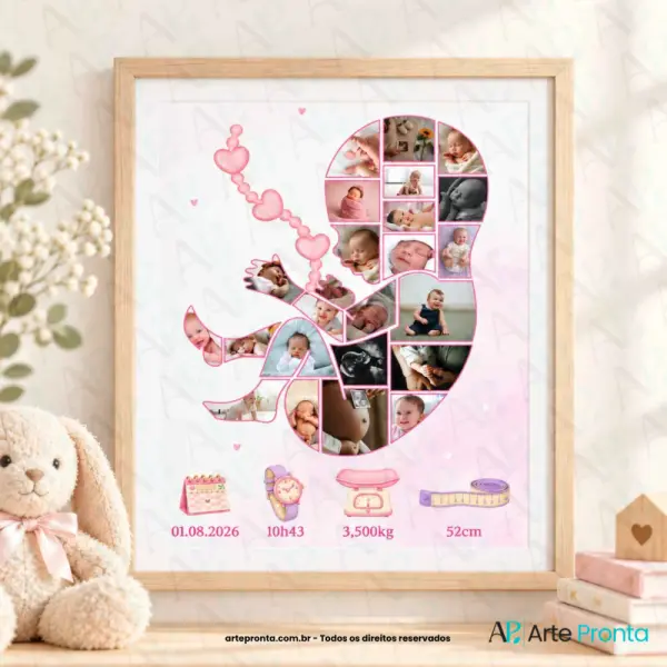 Arte Montagem fotos Frame Bebê Rosa