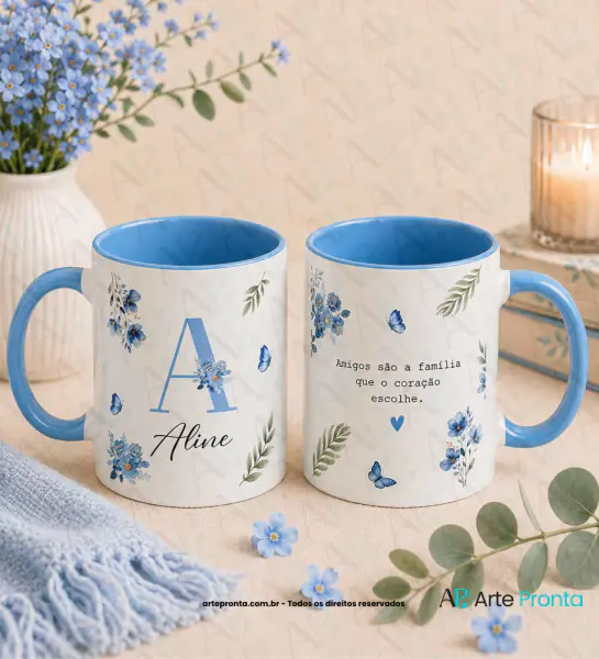 Pack 04 Artes para caneca - Alfabeto Frases amizade 01