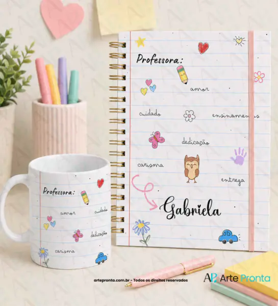 Capa de Agenda + Arte caneca