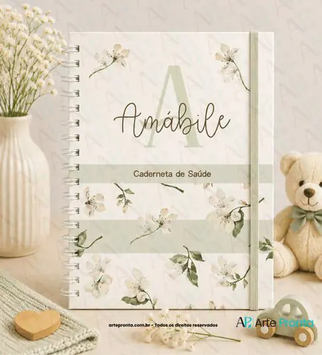 Capa de Caderneta de Saúde Floral Chique 01