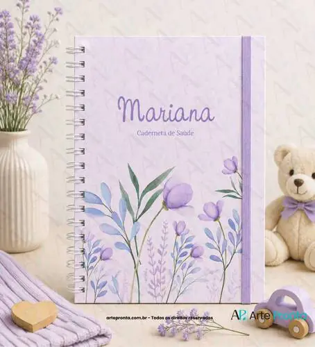Capa de Caderneta de Saúde Floral Lavanda 02