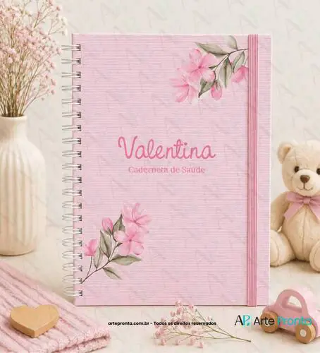 Capa de Caderneta de Saúde Floral Rosa