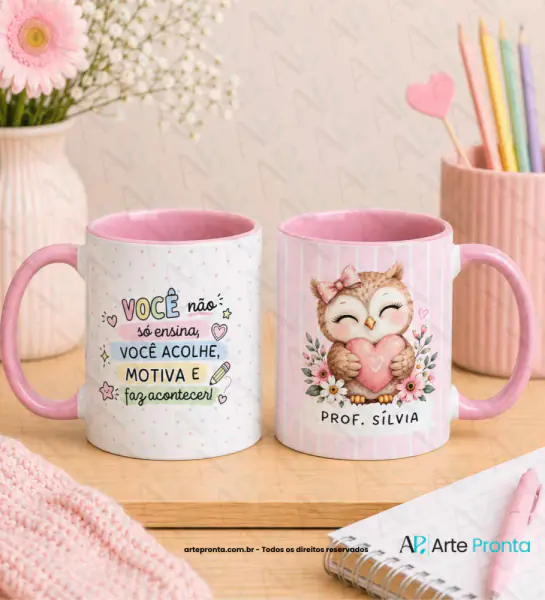 Arte para caneca - Dia dos Professores Coruja 07